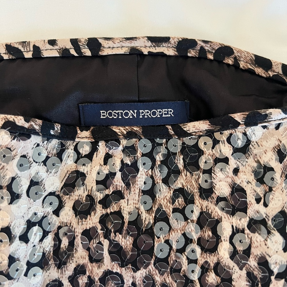 Boston Proper Leopard-Print Sequin Mini Skirt - image 3